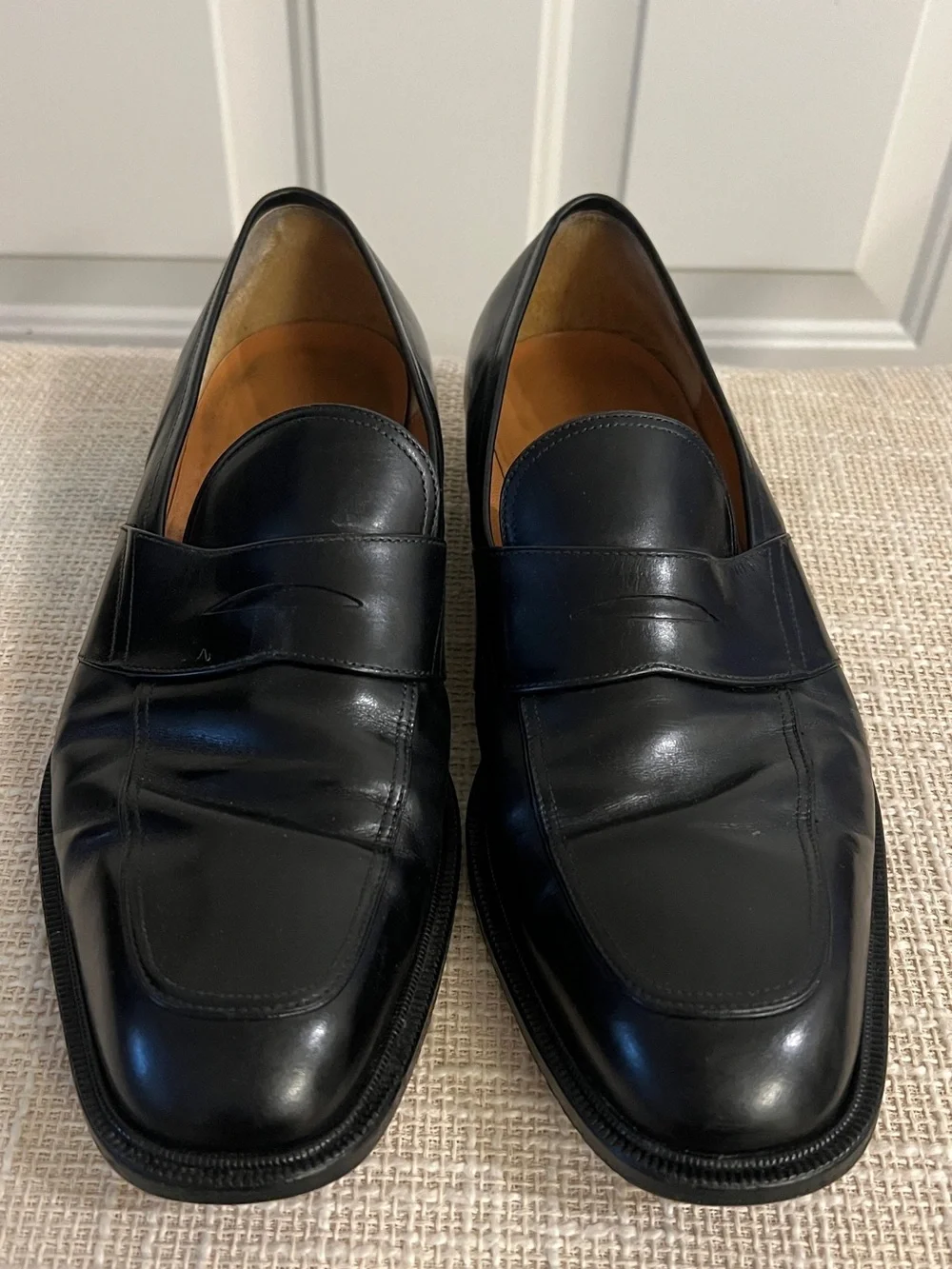 Salvatore Ferragamo Black Leather Penny Loafers